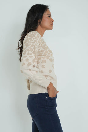 Cream Shimmer Leopard Jumper