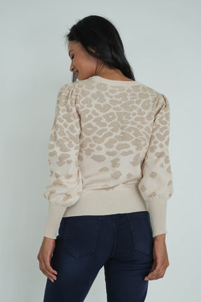 Cream Shimmer Leopard Jumper