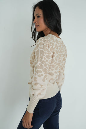 Cream Shimmer Leopard Jumper
