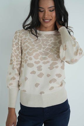 Cream Shimmer Leopard Jumper
