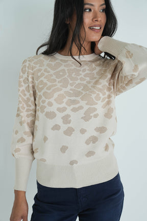 Cream Shimmer Leopard Jumper