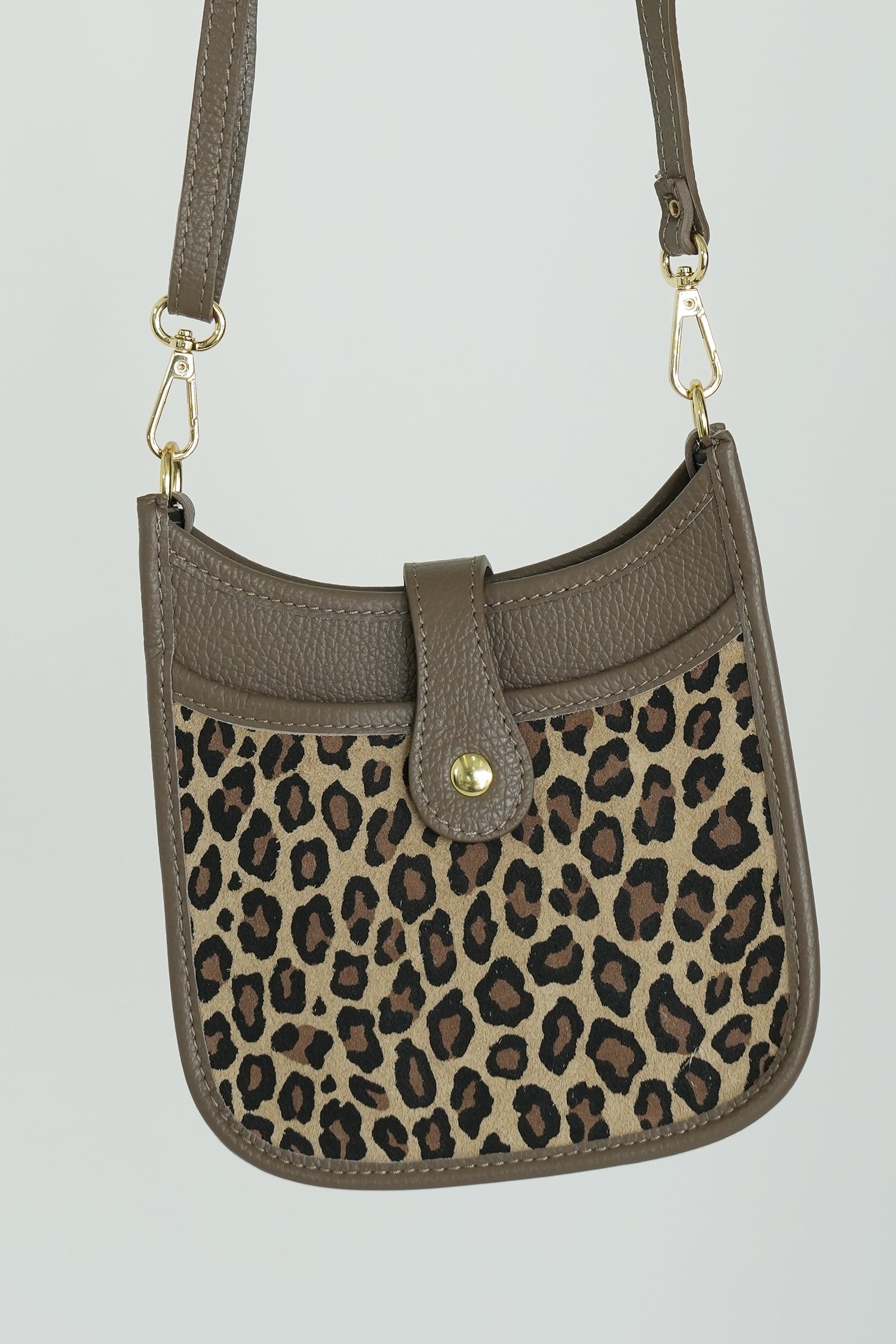 Taupe/Leopard Crossbody Bag