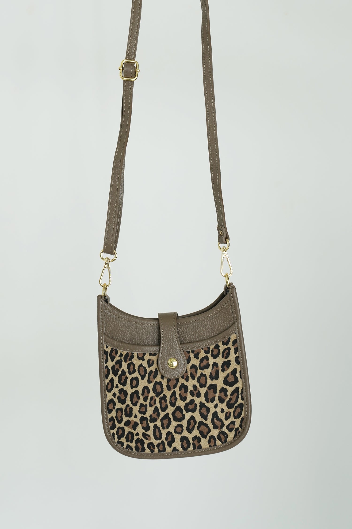 Taupe/Leopard Crossbody Bag