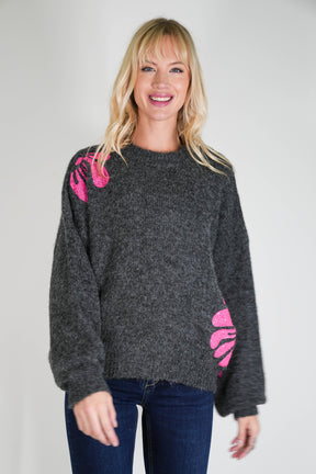 Charcoal and Pink Britney Jumper