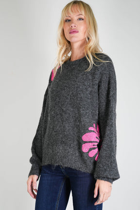 Charcoal and Pink Britney Jumper