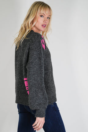 Charcoal and Pink Britney Jumper