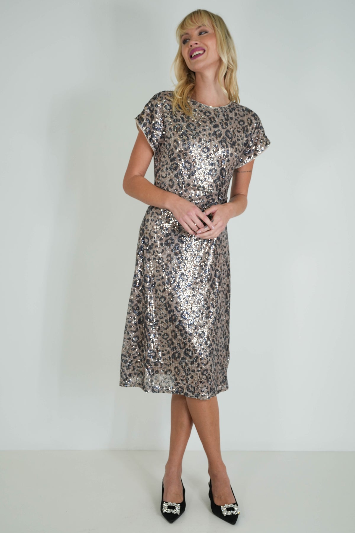 Leopard Sequin Angelina Dress