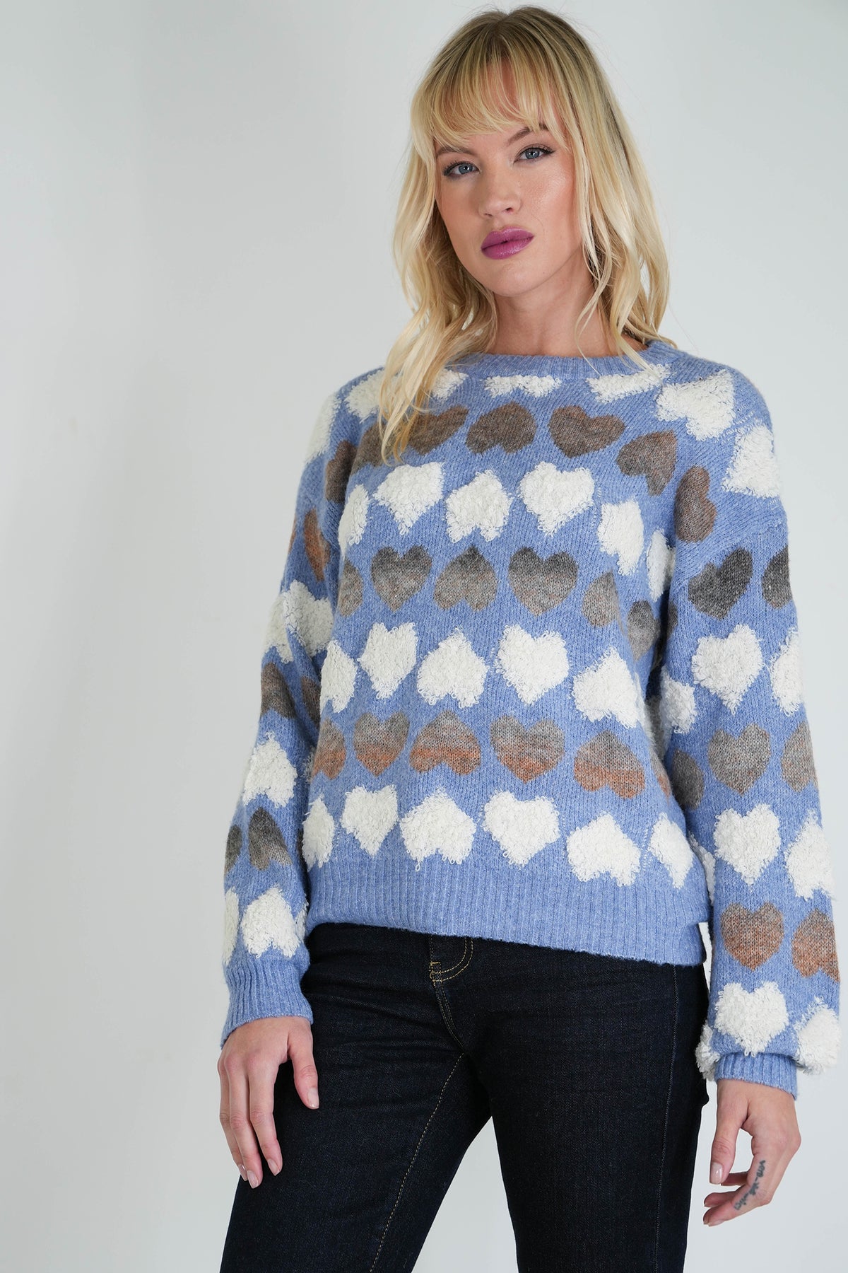 Blue and White Heart Jumper