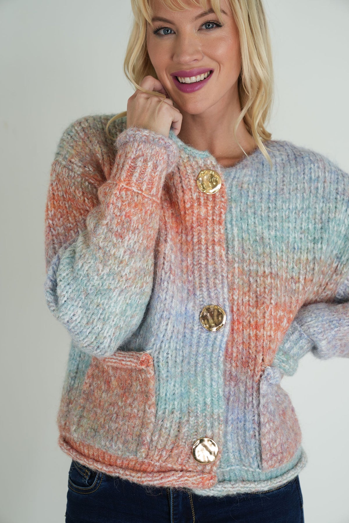 Blue and Peach Comfy Cardigan