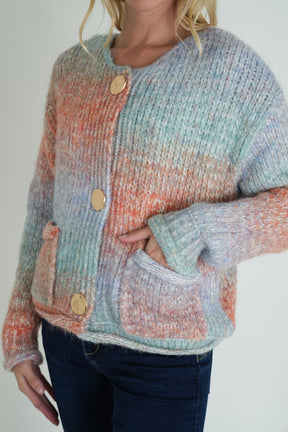 Blue and Peach Comfy Cardigan