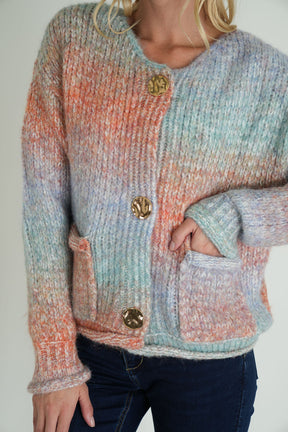 Blue and Peach Comfy Cardigan