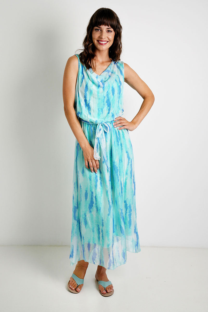 Turquoise Sophia Silk Dress