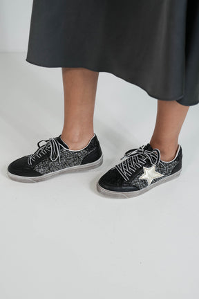 Black Quilted Star Sneaker