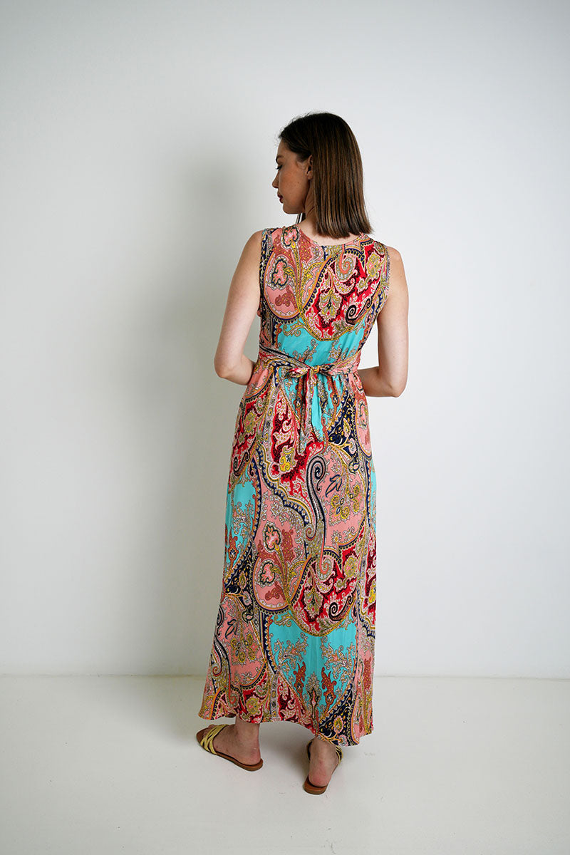 Pink/Blue Paisley Knot Dress