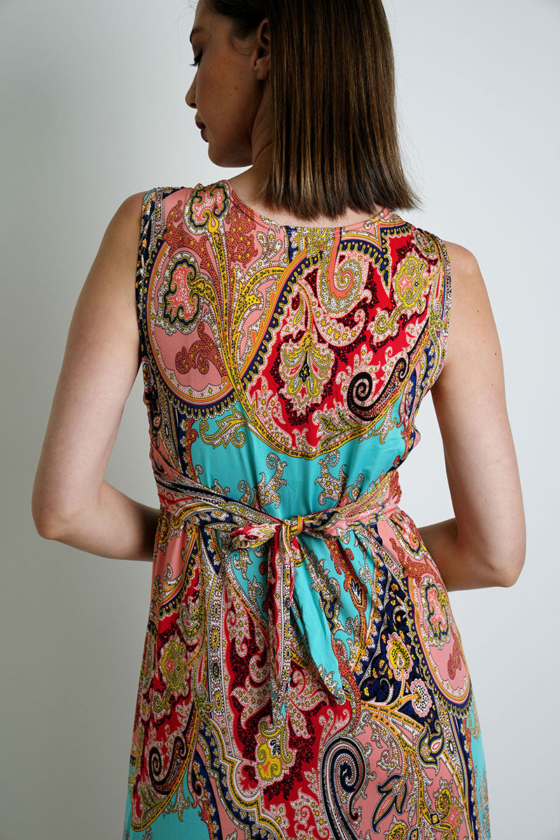 Pink/Blue Paisley Knot Dress