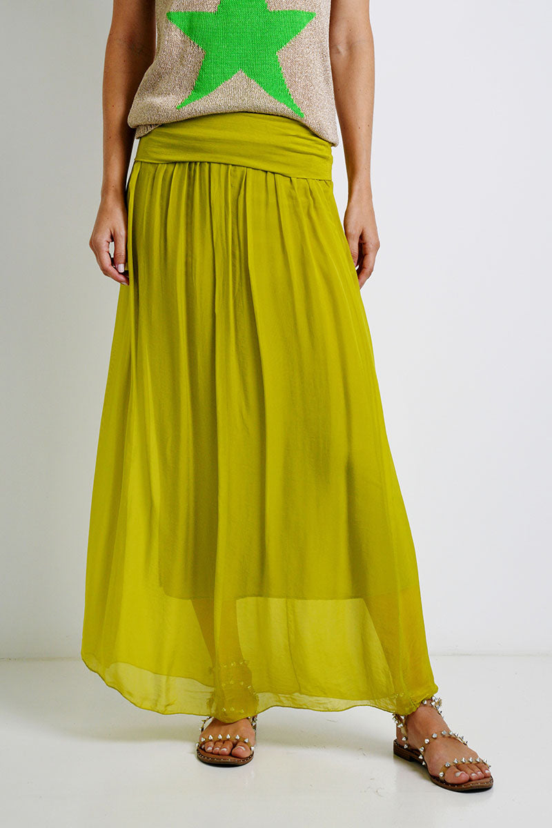 Chartreuse Silk Skirt