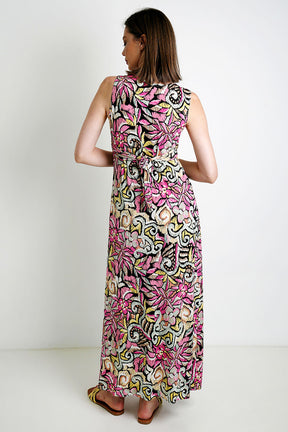 Pink/Black Print Knot Dress