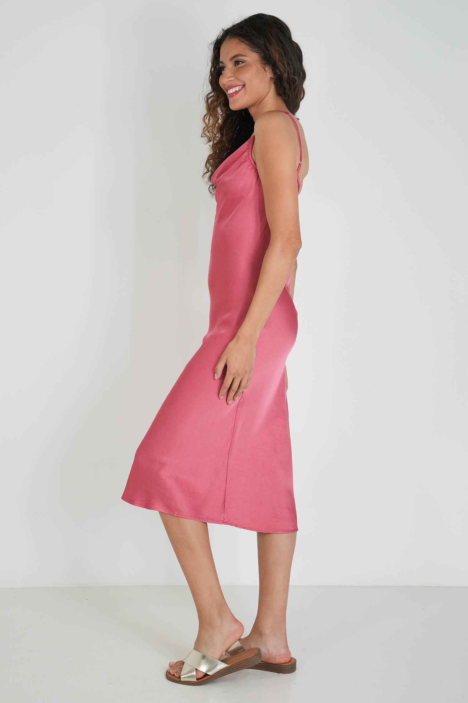 Pink Satin Slip Dress