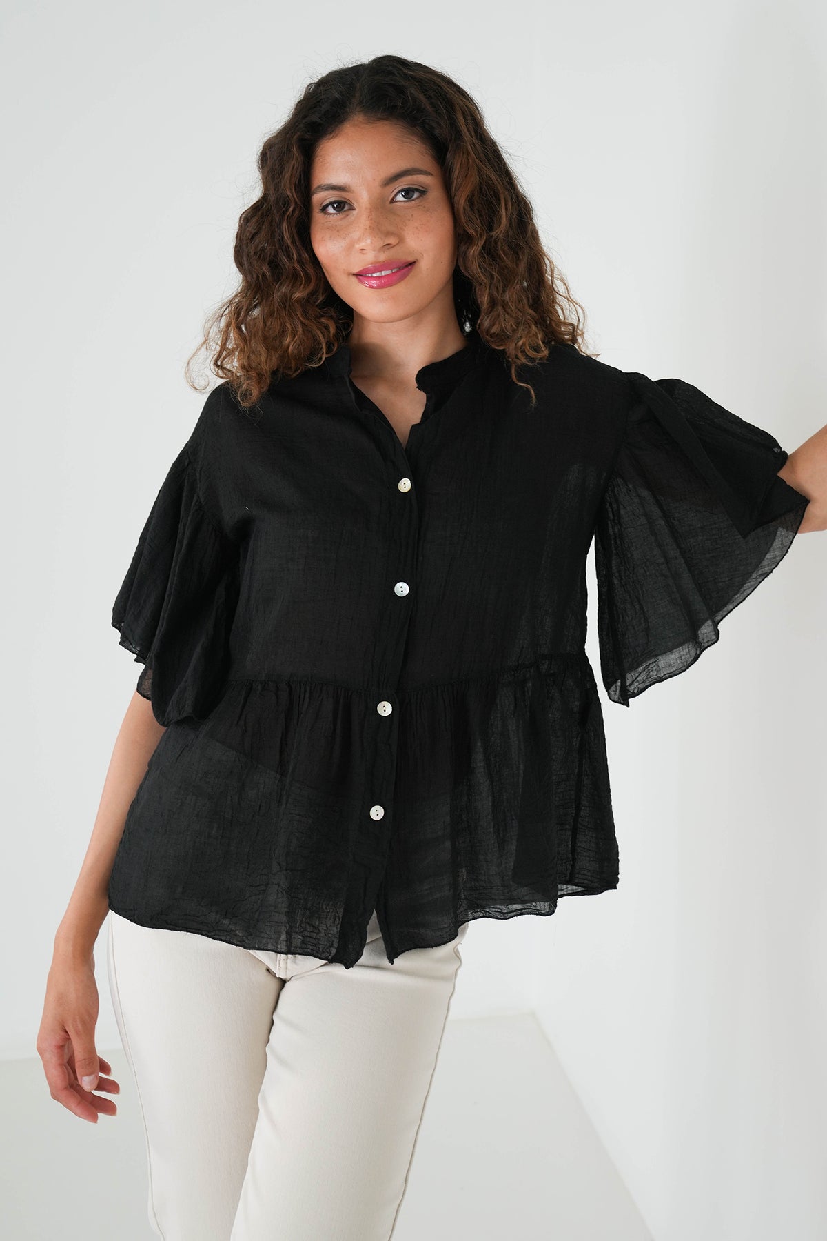 Black Raffy Blouse