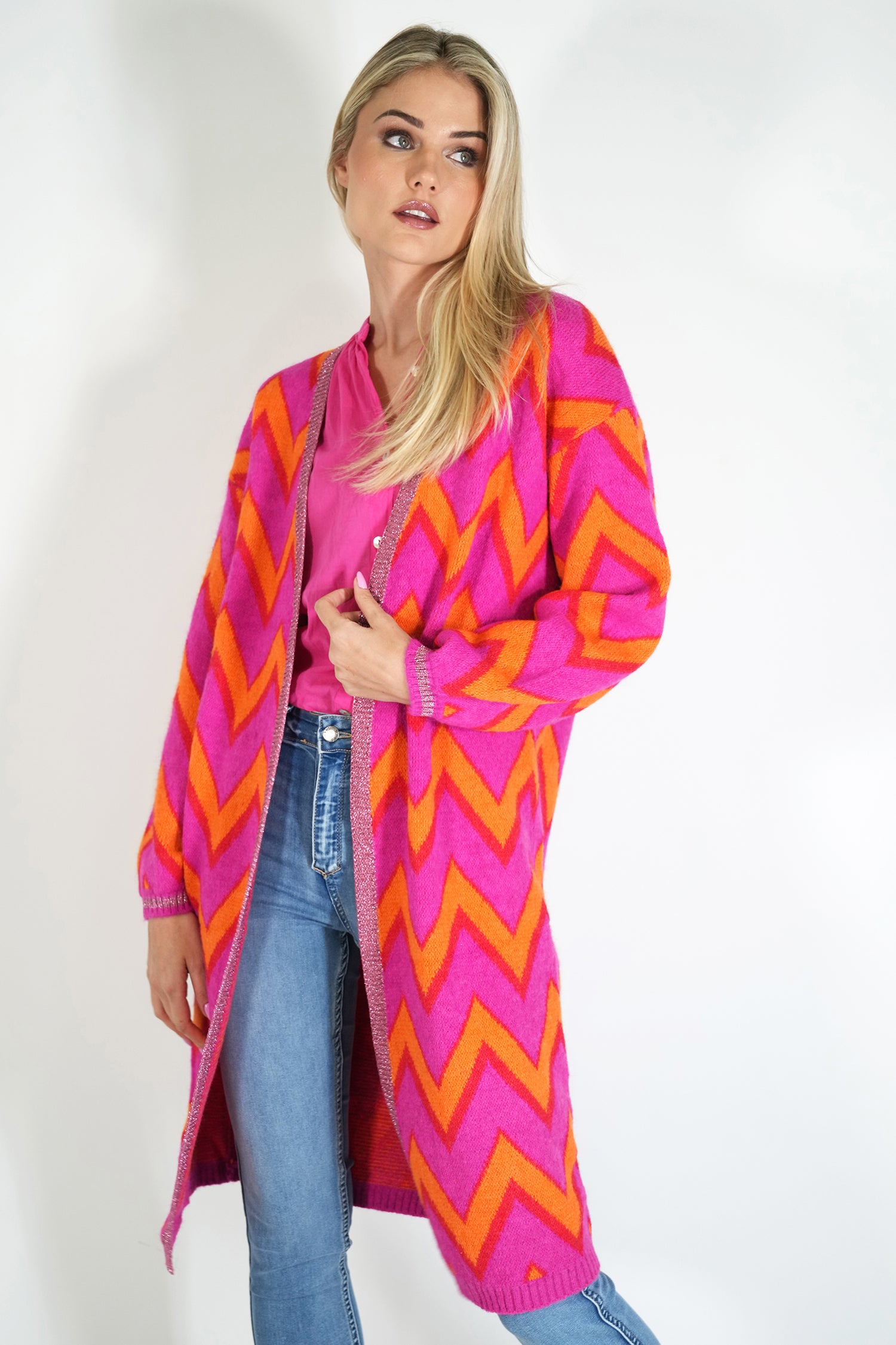 Zig Zag Cosy Longer Length Cardigan