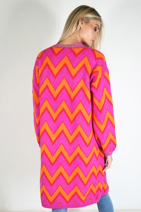 Zig Zag Cosy Longer Length Cardigan