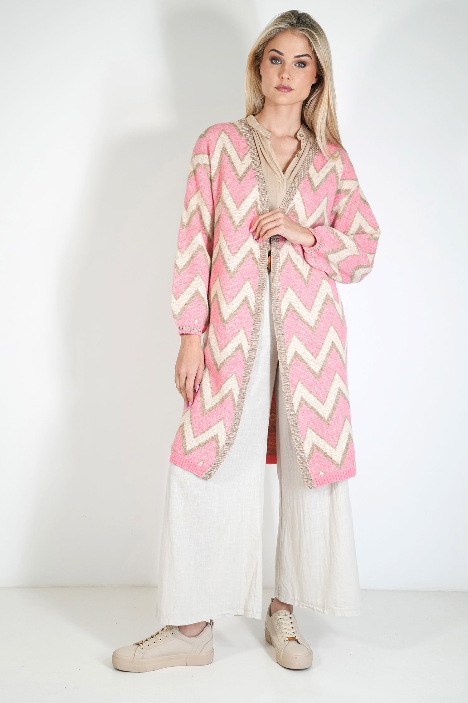 Zig Zag Cosy Longer Length Cardigan