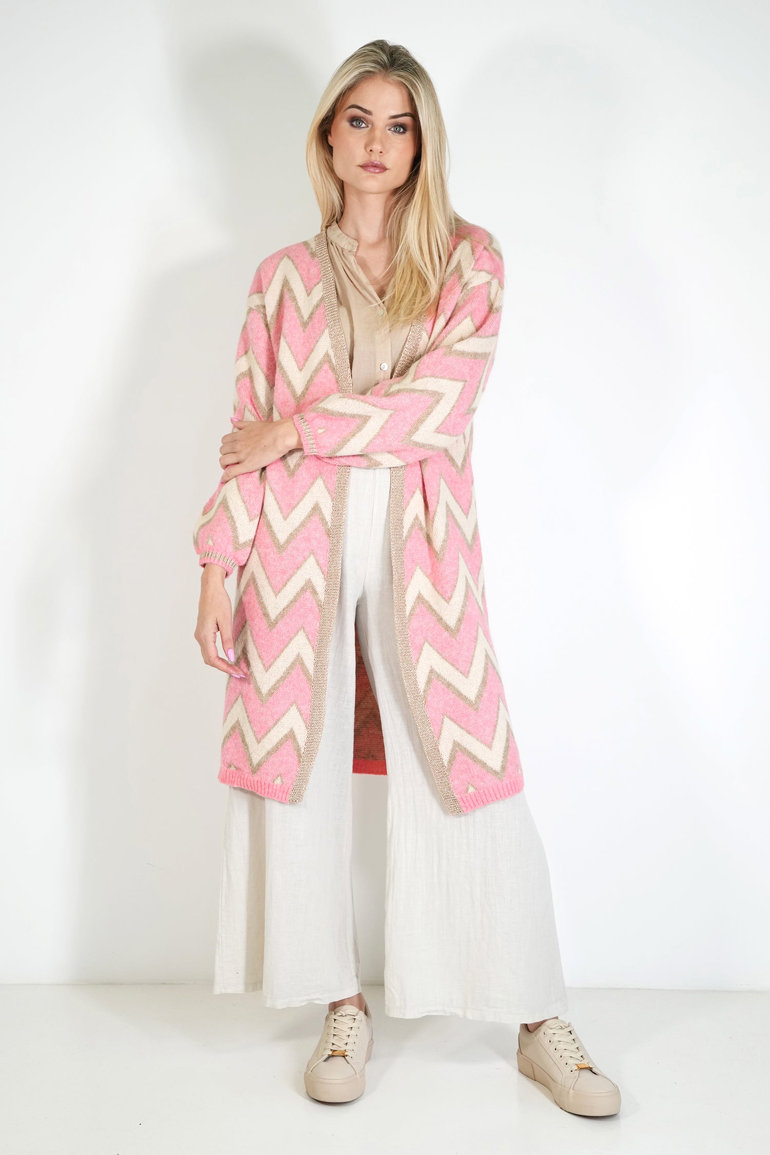 Zig Zag Cosy Longer Length Cardigan