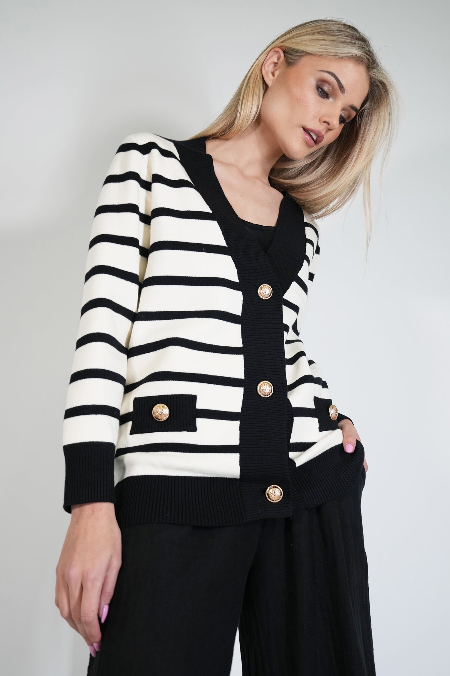 Black/White Angela Cardigan