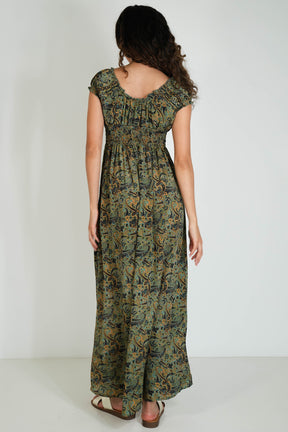 Green/Paisley Peasant Dress