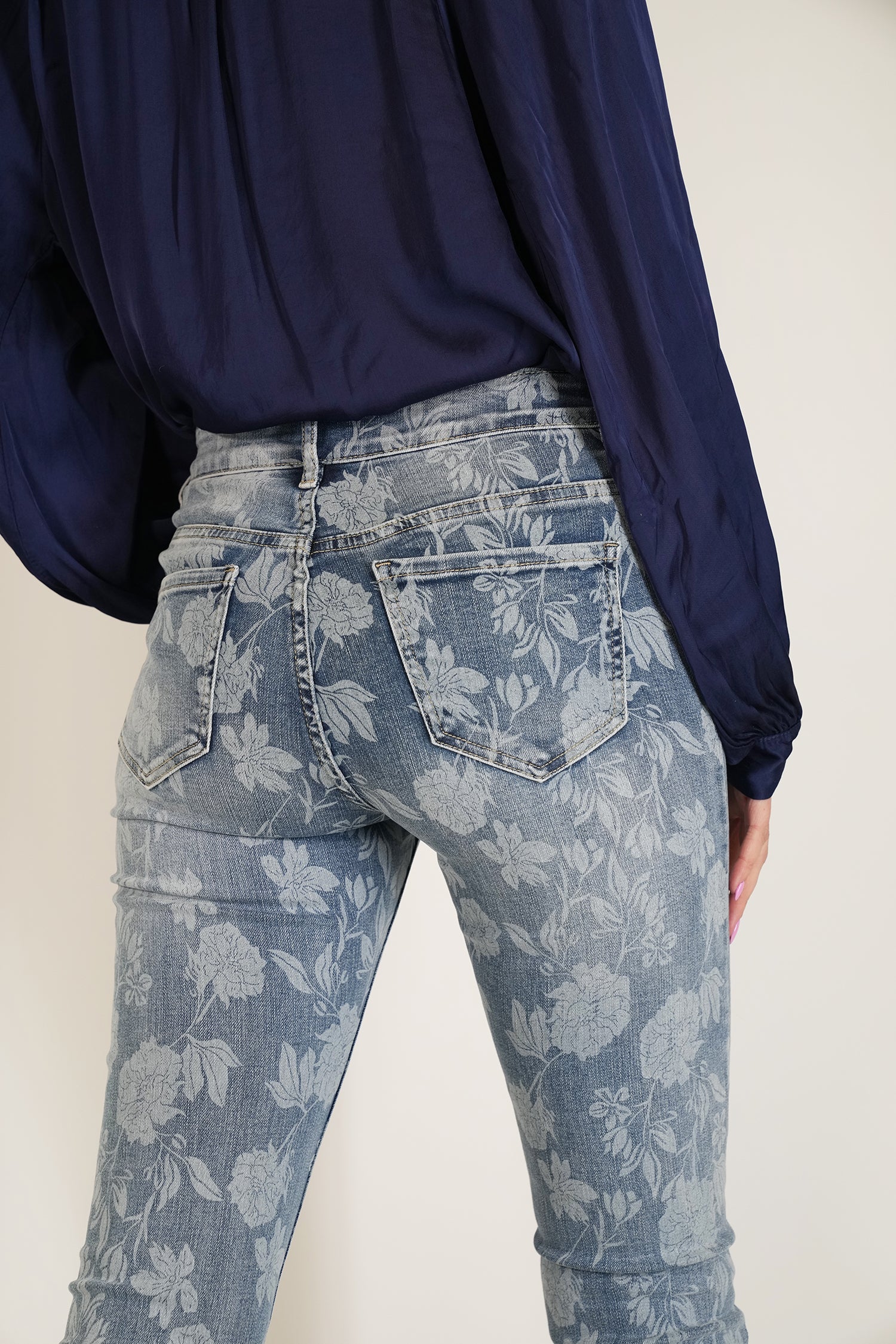 Floral Print Denim Jean