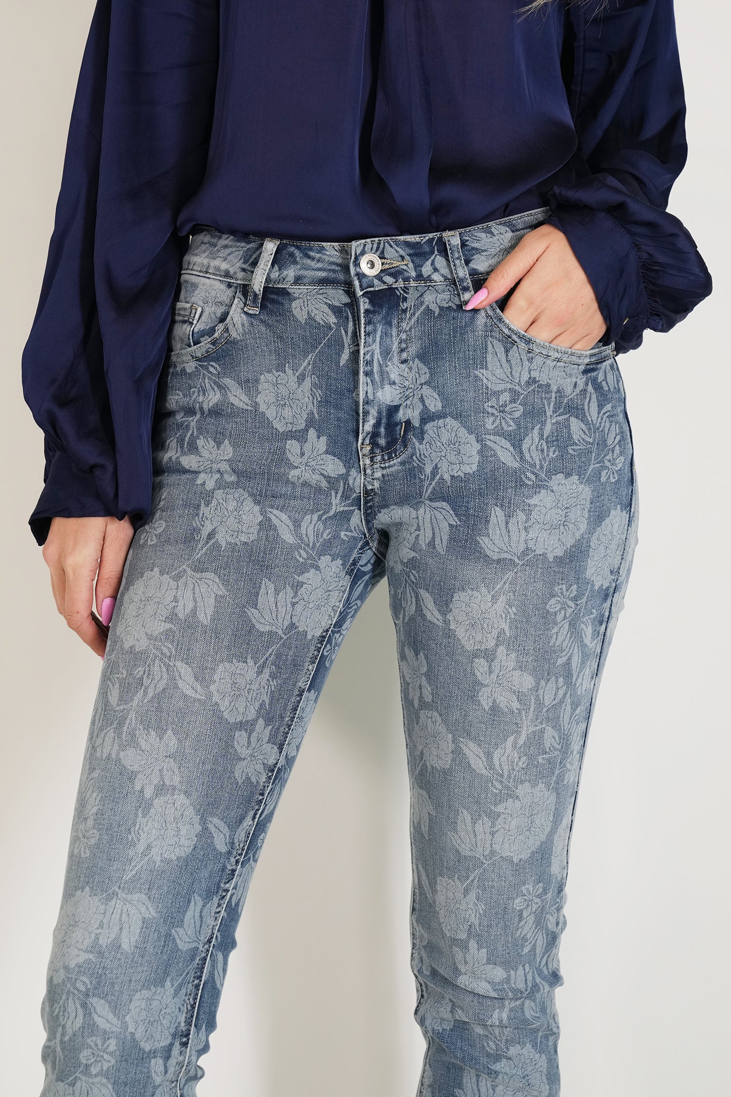 Floral Print Denim Jean