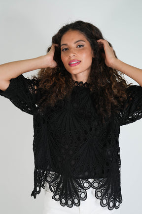 Black Summer Lace Box Top