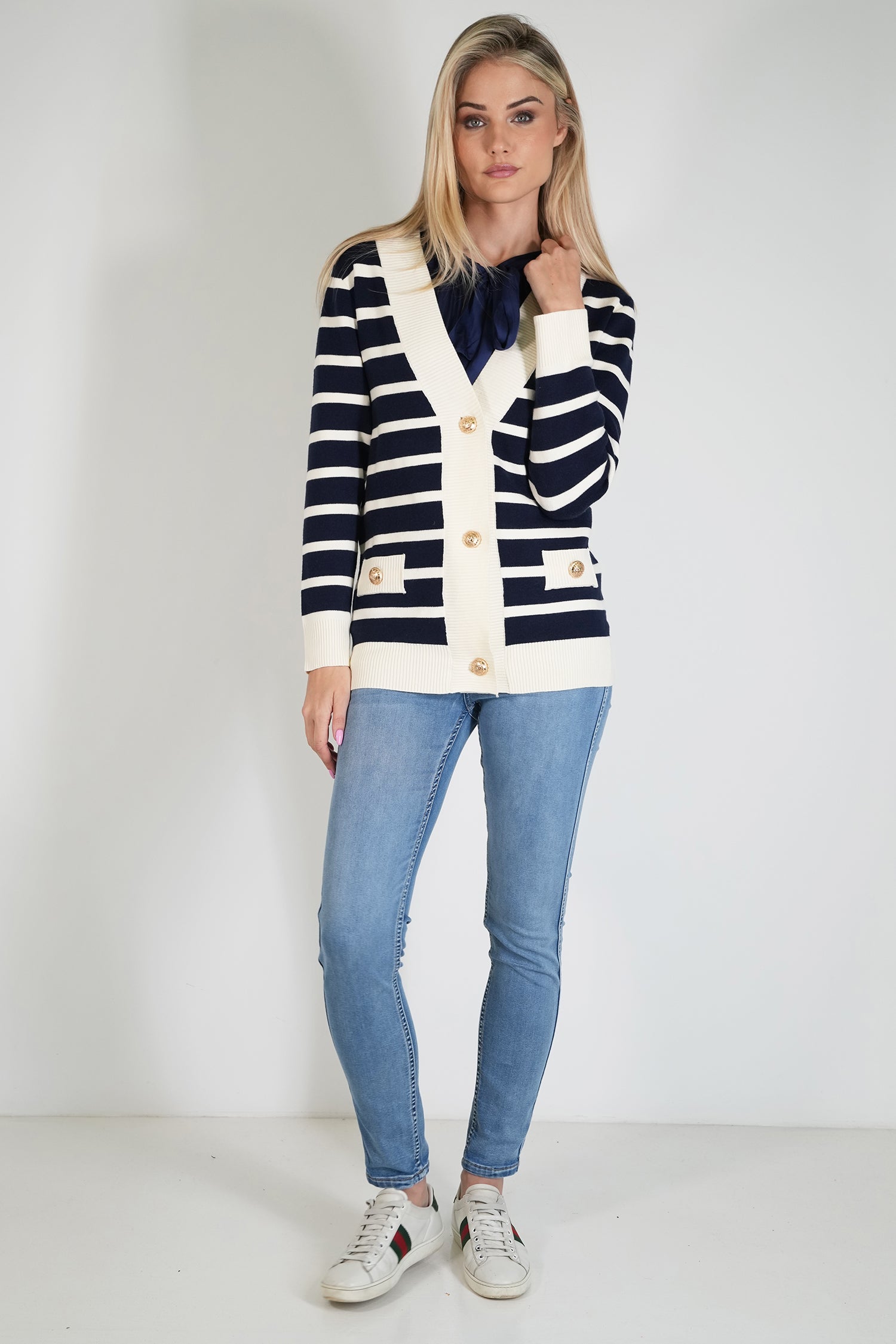 Navy and Cream Angela Cardigan