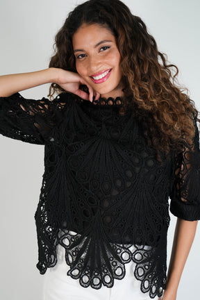 Black Summer Lace Box Top