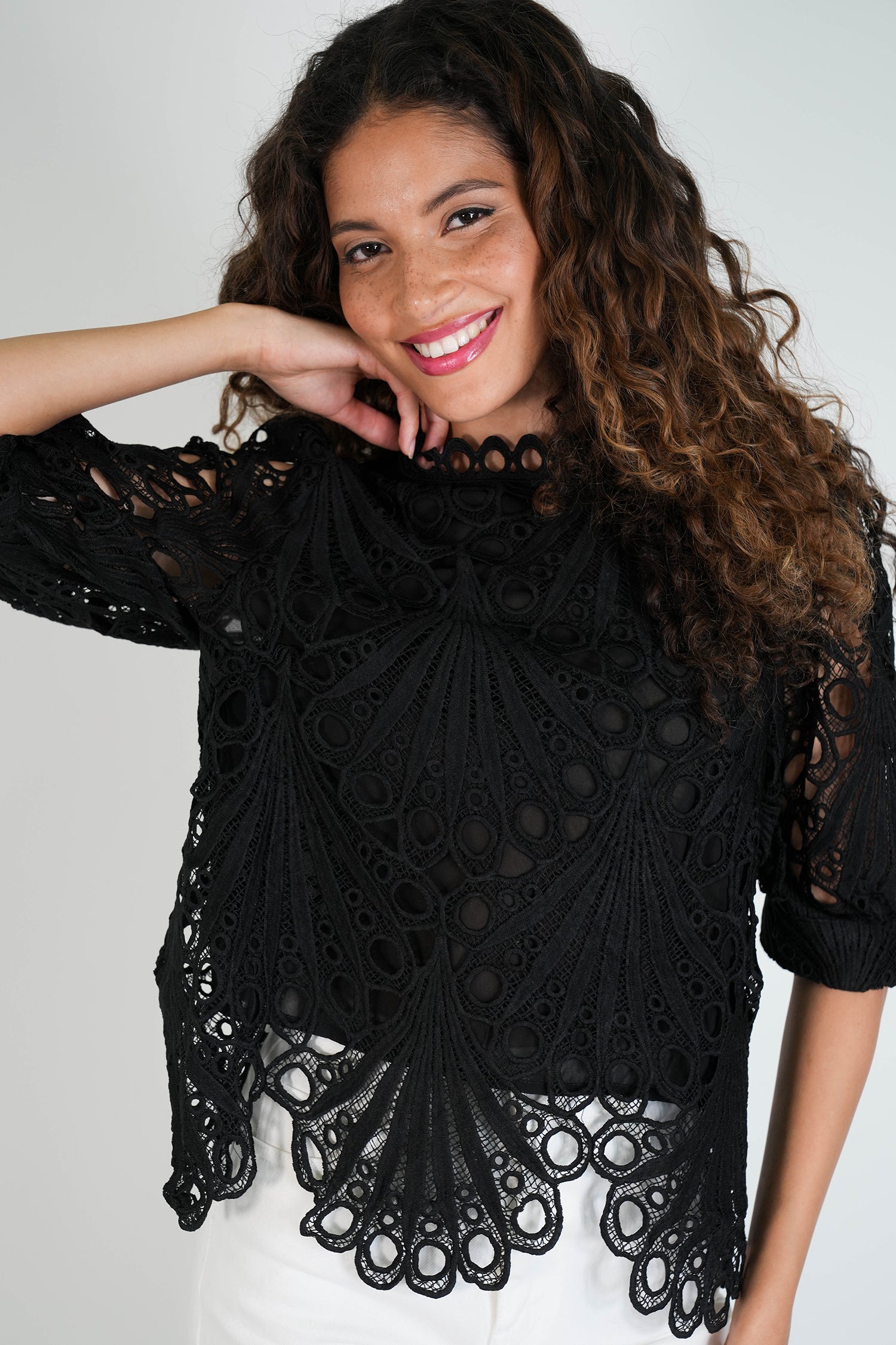 Black Summer Lace Box Top