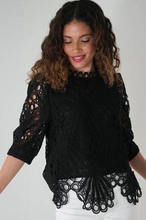 Black Summer Lace Box Top