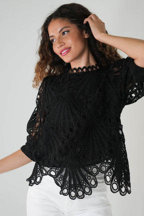 Black Summer Lace Box Top