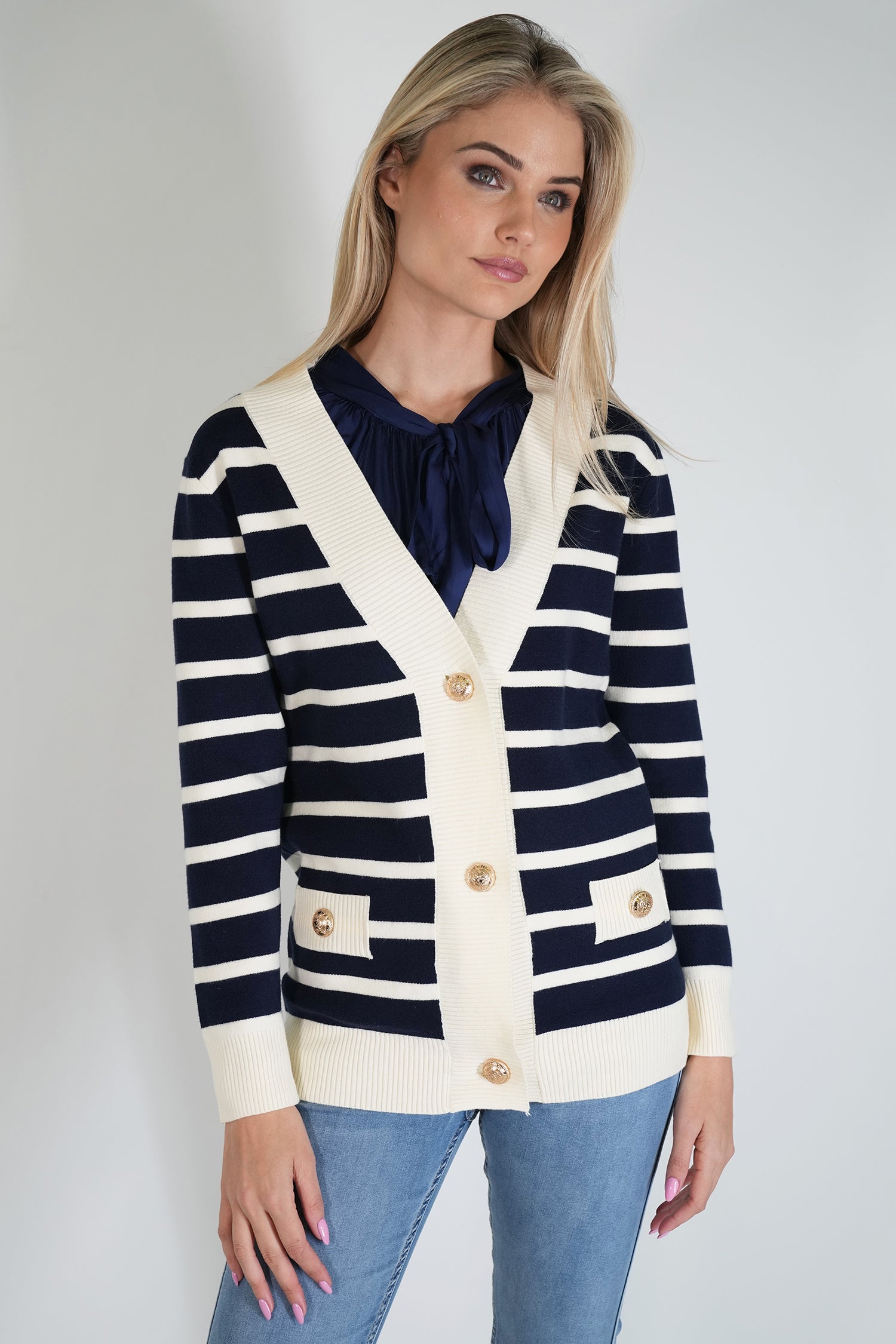 Navy and Cream Angela Cardigan