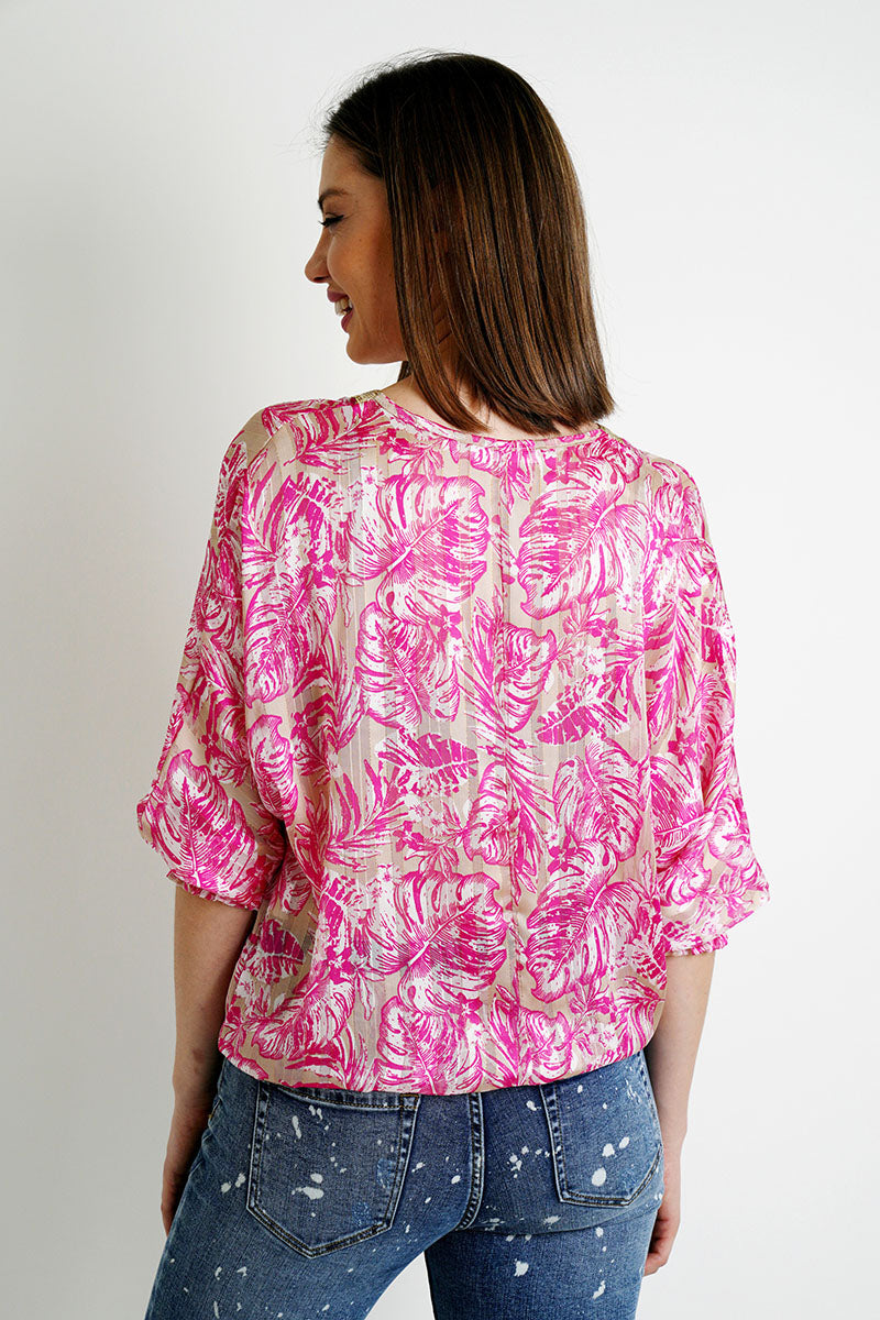 Cerise Leaf Tie Top