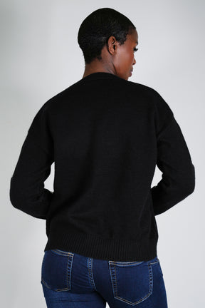 Black Embroidered Sleeve Jumper