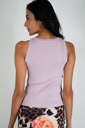 Lilac Shimmer Ribbed Vest