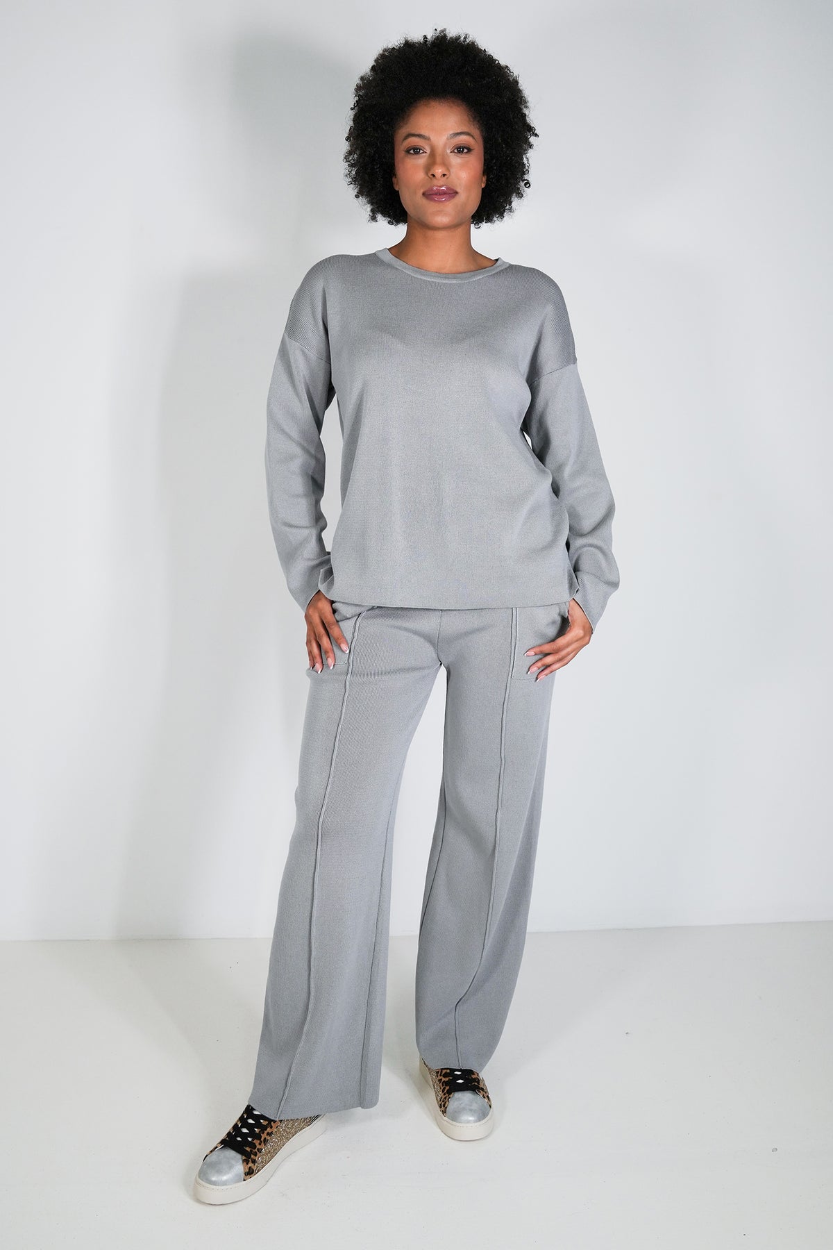 Grey Knit Athleisure Pant