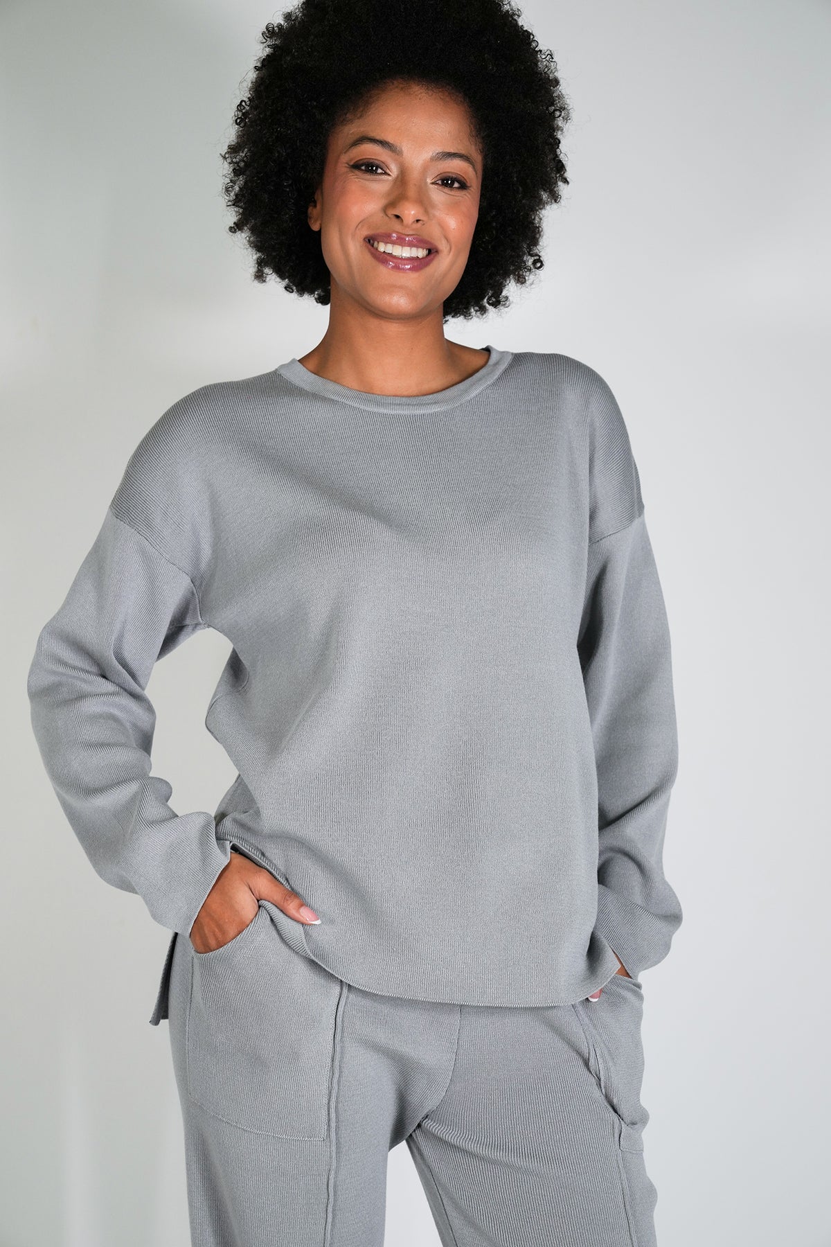 Grey Knit Athleisure Jumper
