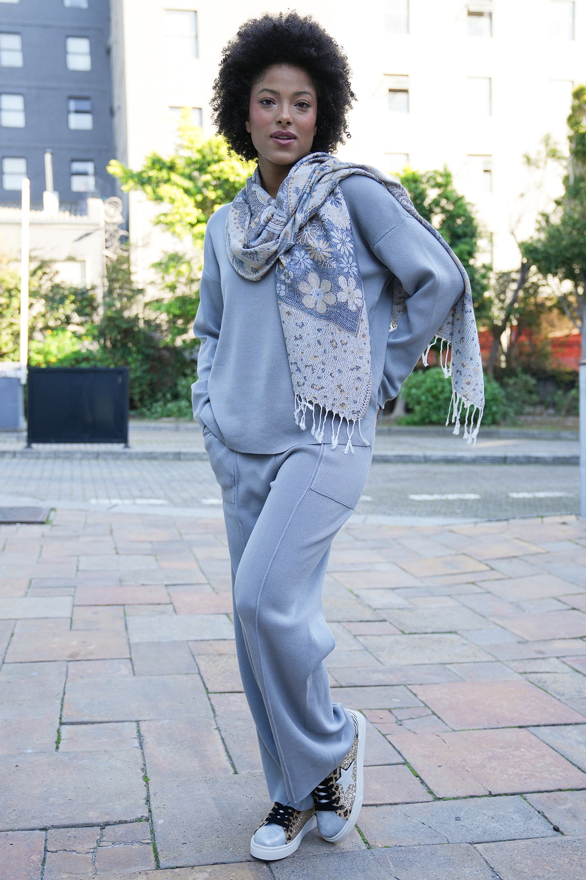 Grey Knit Athleisure Pant