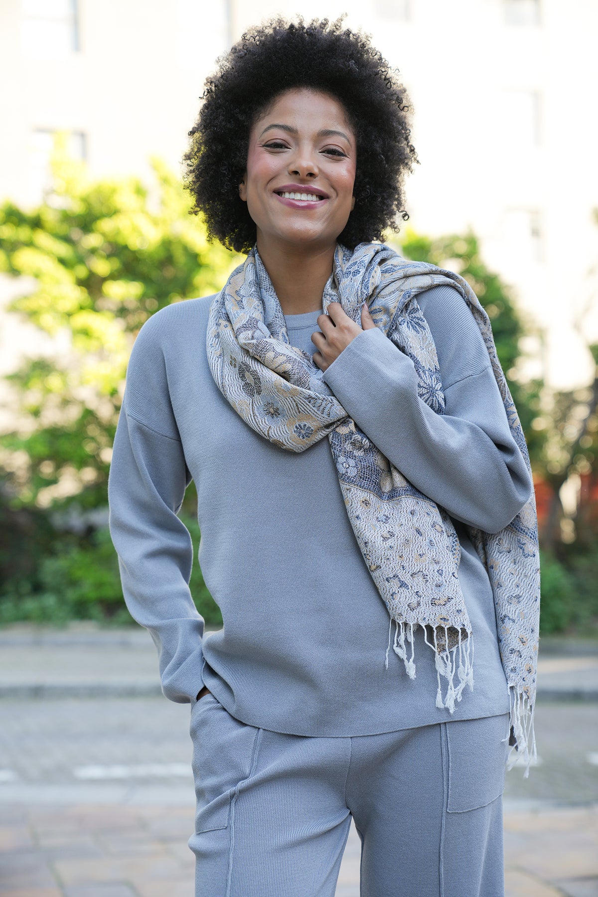 Grey Knit Athleisure Jumper