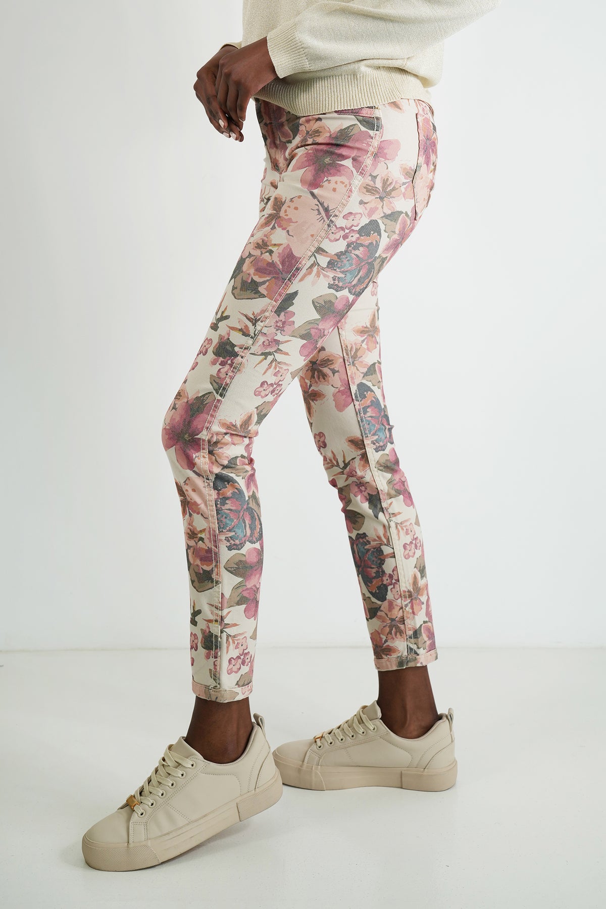 Cream Floral Reversible Jean