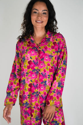 Cerise/Floral Long Set PJs