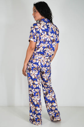 Cobalt/Floral Short Top/Long Bottom Set PJs