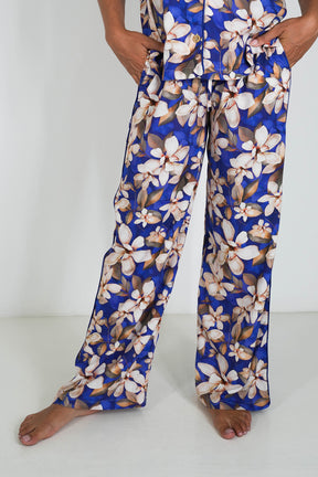 Cobalt/Floral Short Top/Long Bottom Set PJs