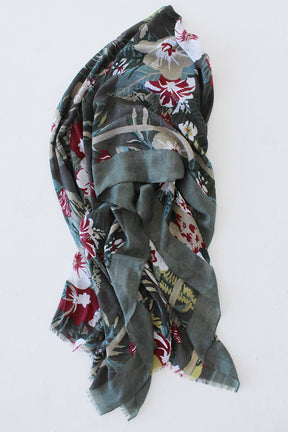 Olive Floral Scarf